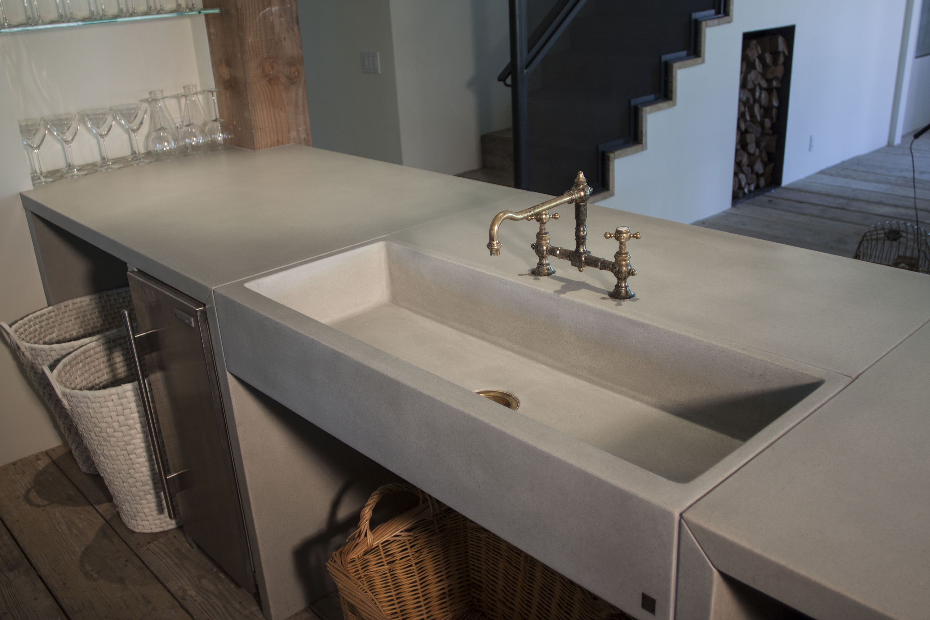 Concrete FarmSink, Matching Countertop, N603 Ash