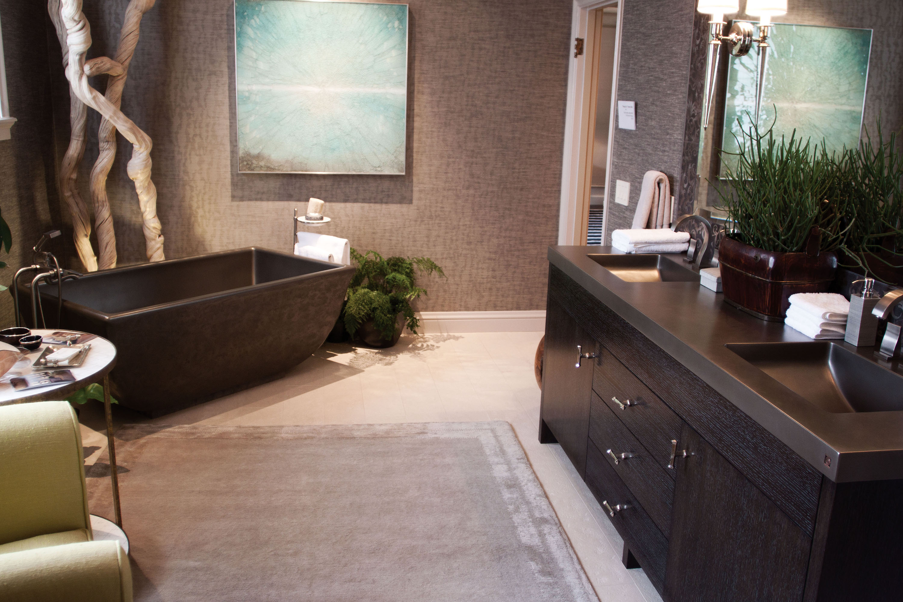 Indulge Classic Concrete Soaking Tub and Matching Vanity, MetalCrete® Pewter (Tub Exteriors Only)