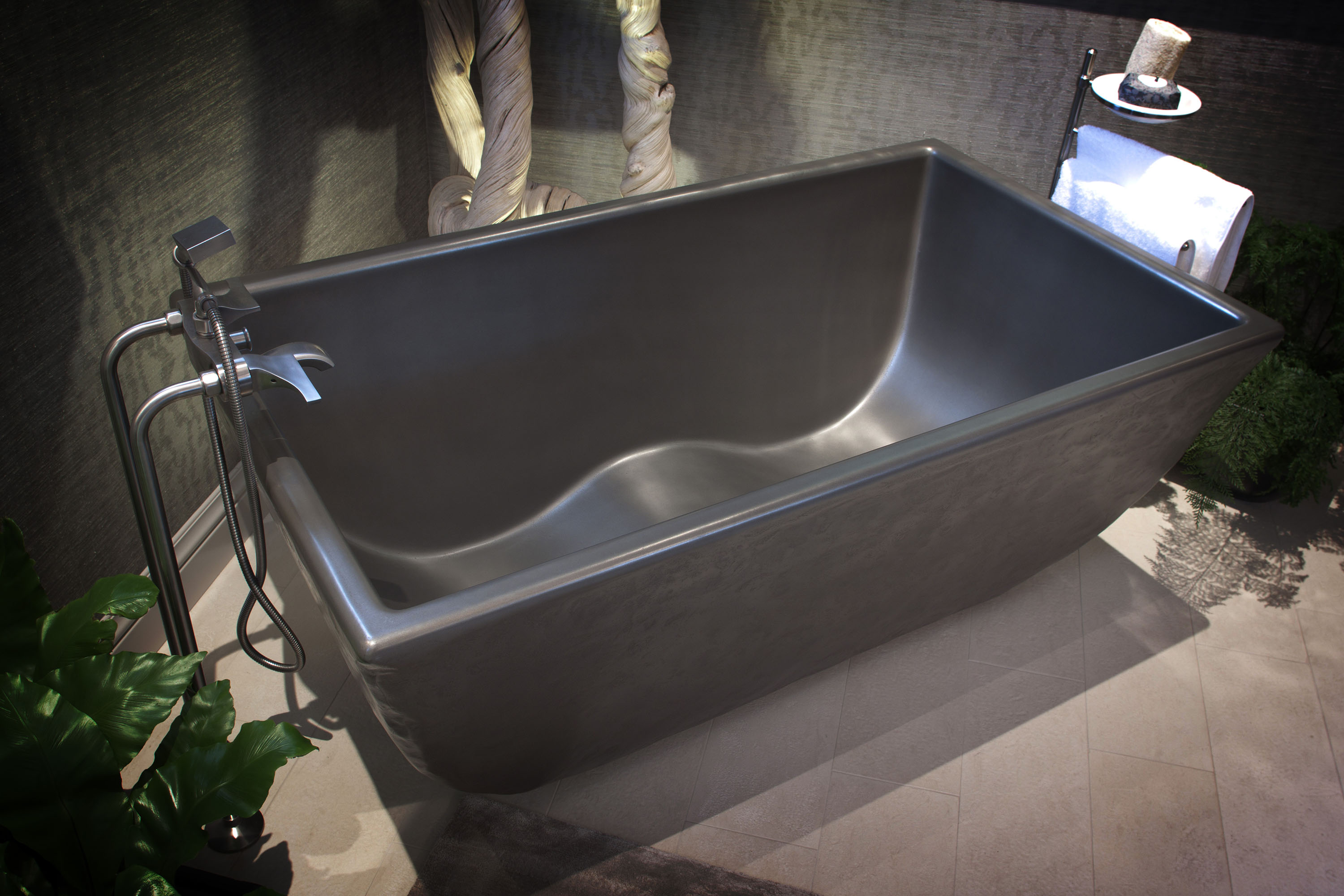 Indulge Classic Concrete Soaking Tub, MetalCrete® Pewter (Tub Exteriors Only)