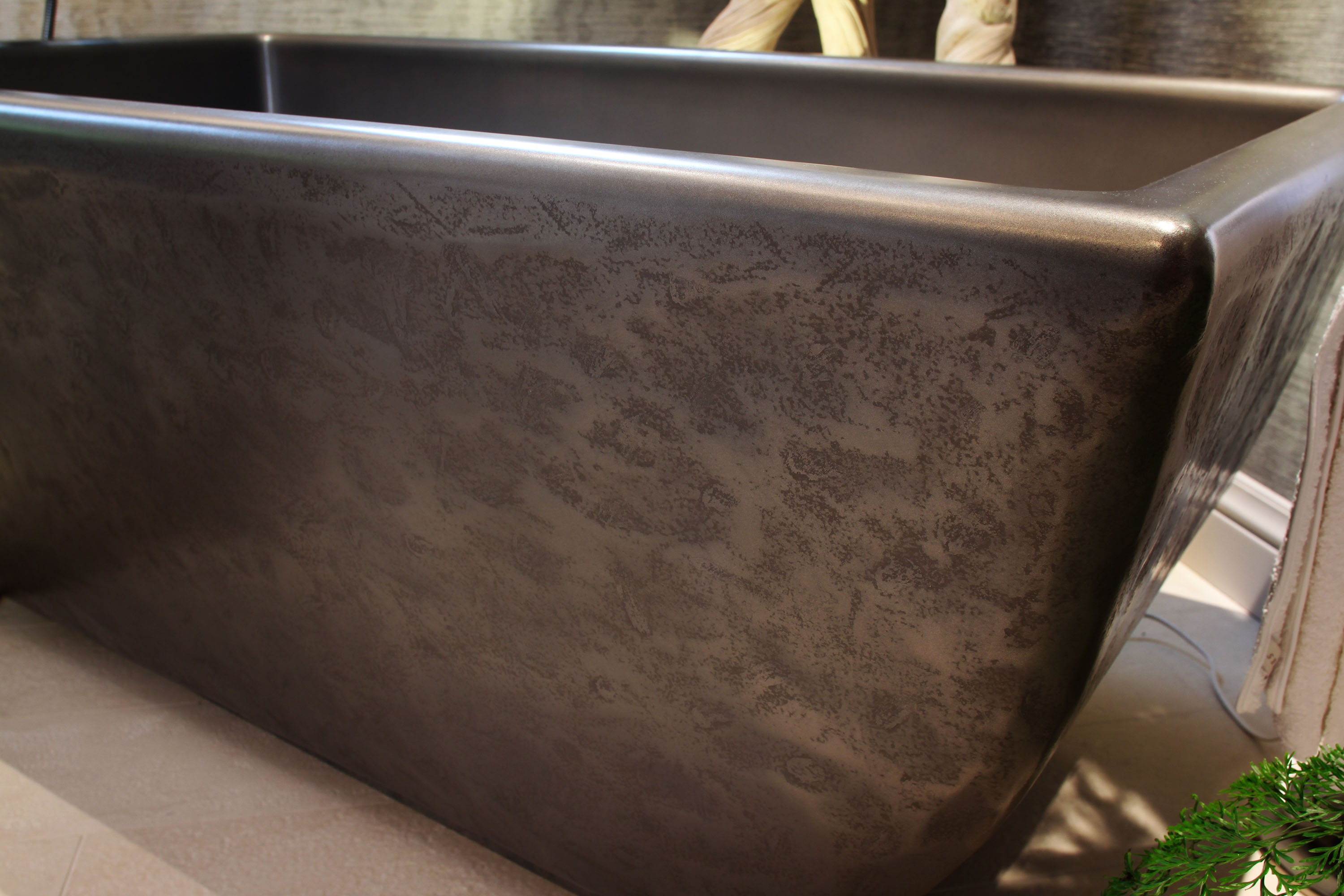 Indulge Classic Concrete Soaking Tub, Custom Finish Detail, MetalCrete® Pewter (Tub Exteriors Only)