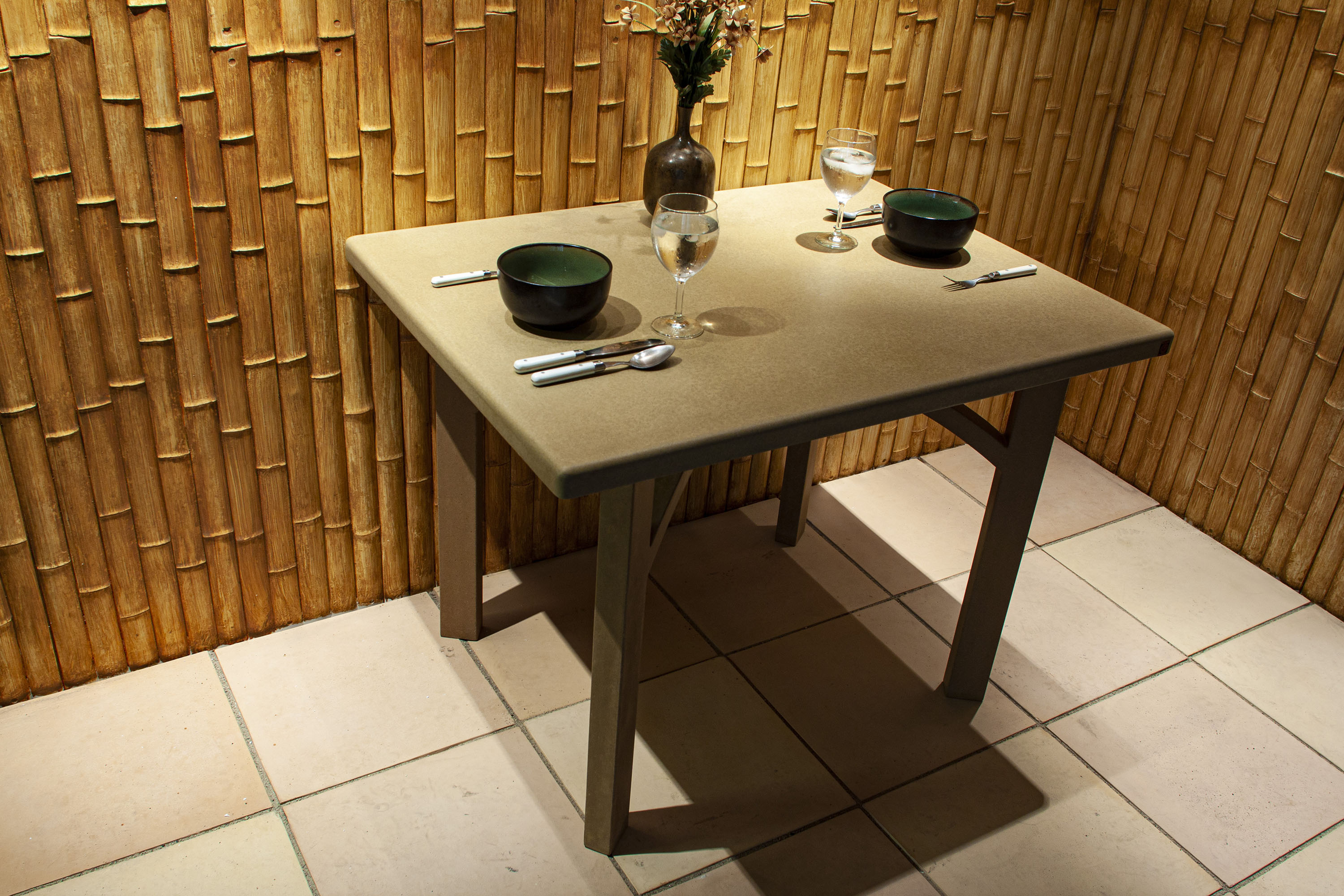 All Concrete! 'FourTop' Table & Legs, TruEdge Pavers, Bamboo Cladding