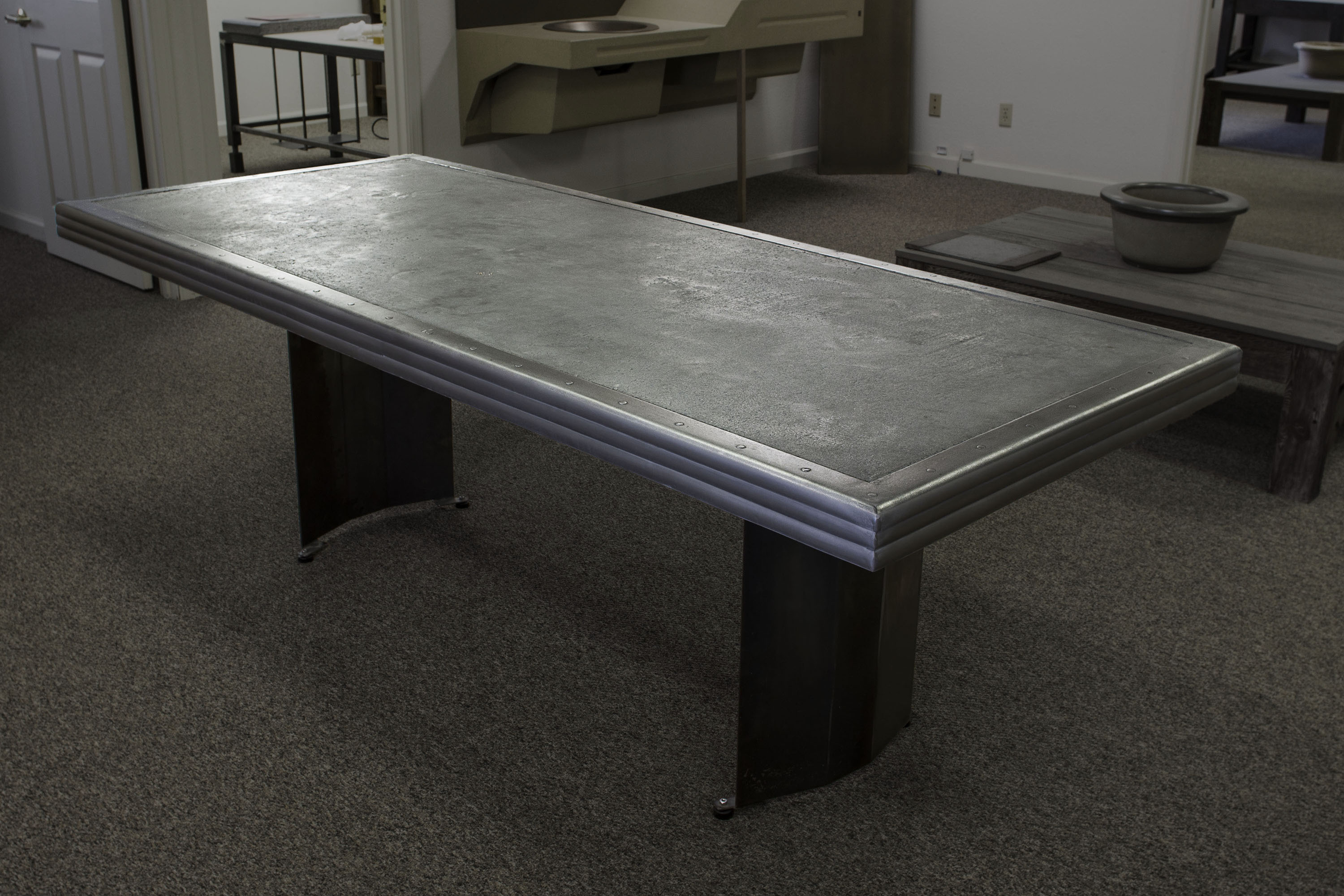 MetalCrete Table in MetalCrete Pewter Finish