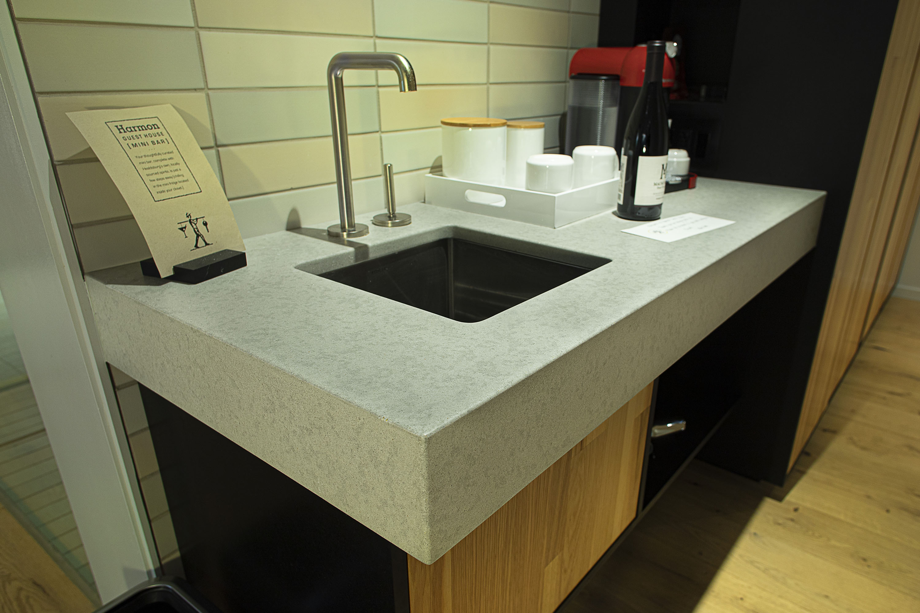 UnderMount Sink with Concrete Countertop, N603 Ash, Harmon Guest House, Healdsberg CA