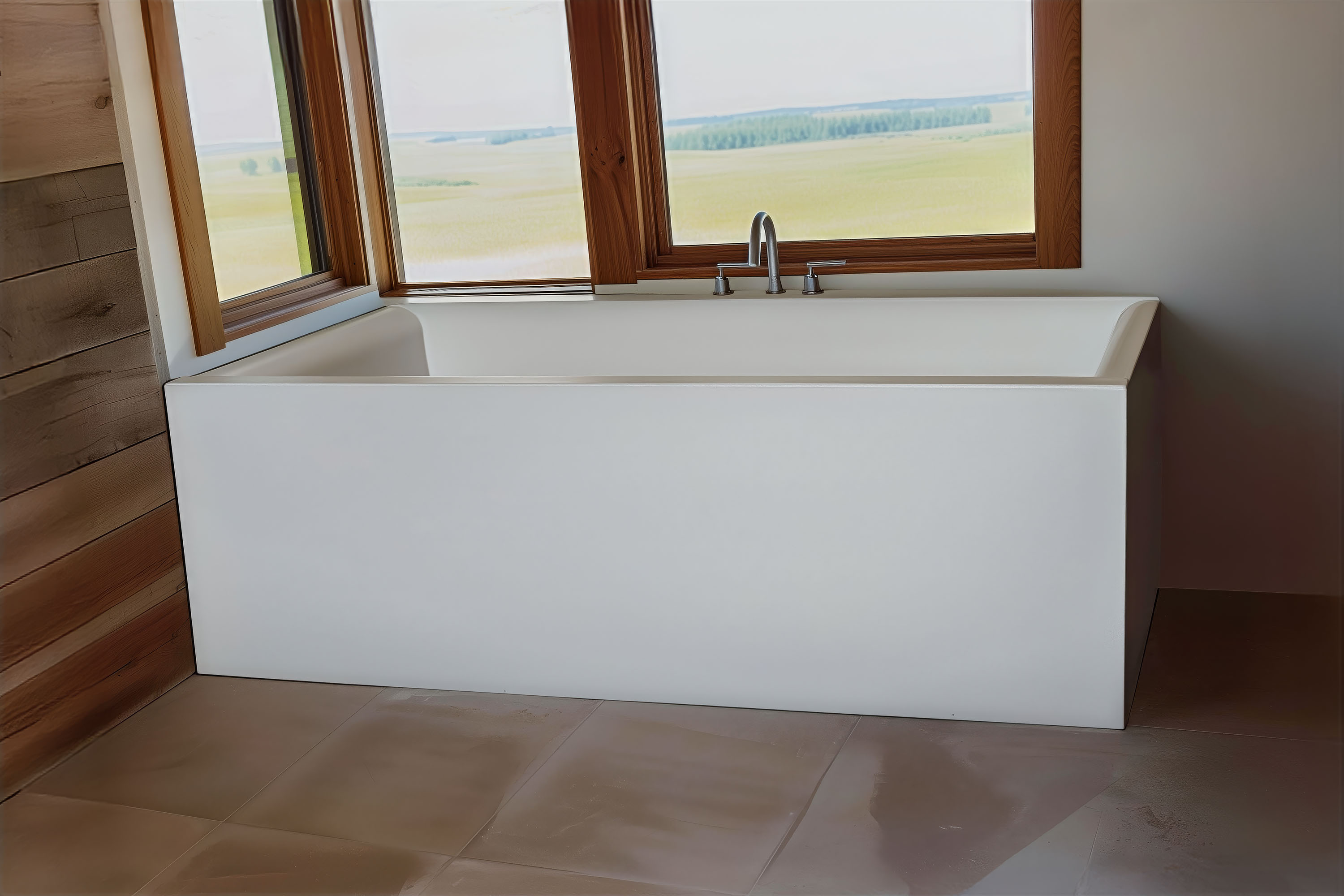 DoubleWave Urban Concrete Soaking Tub, C604 Alabaster
