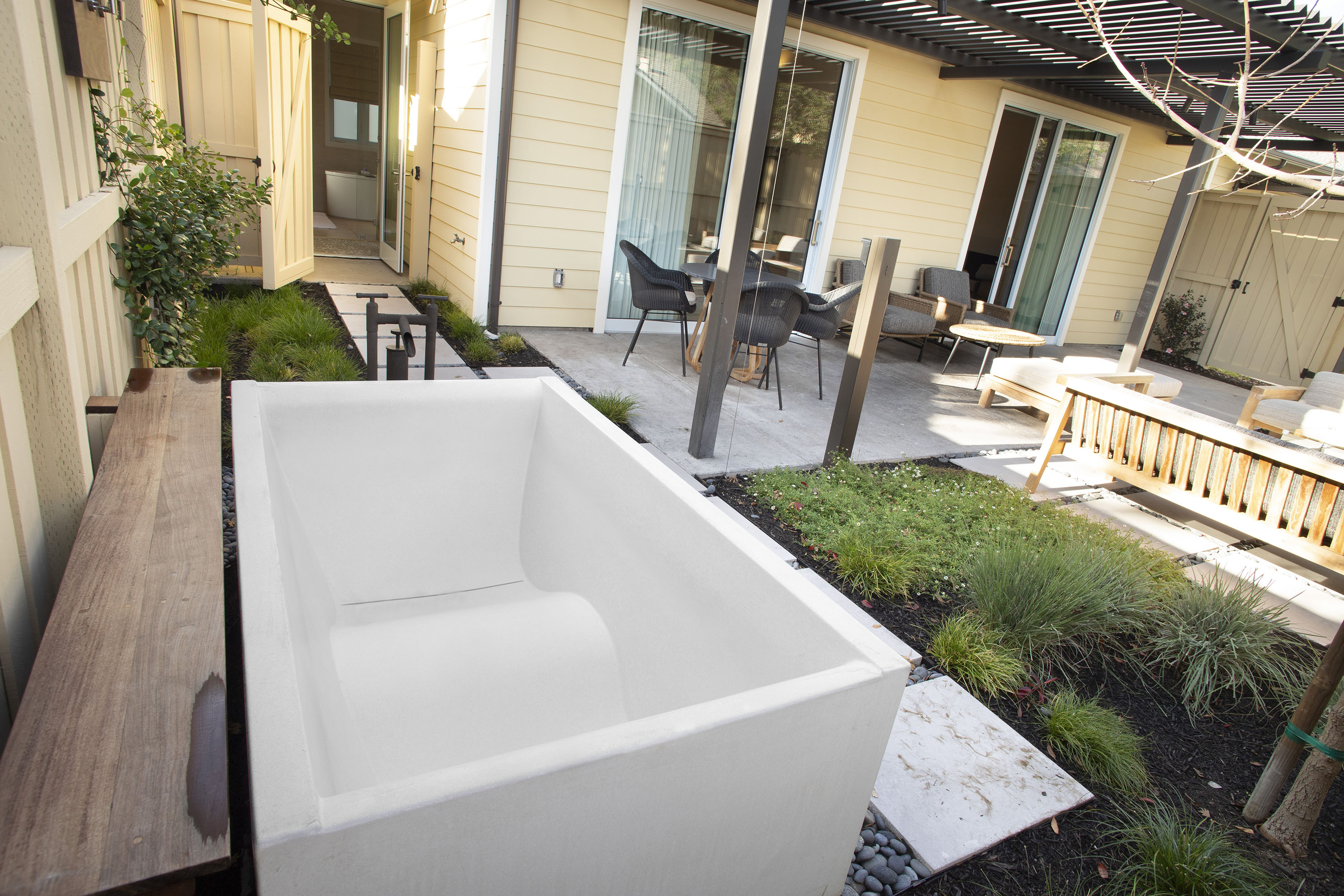 DoubleWave Urban Concrete Soaking Tub, C604 Alabaster, Solage Resort, Calistoga CA
