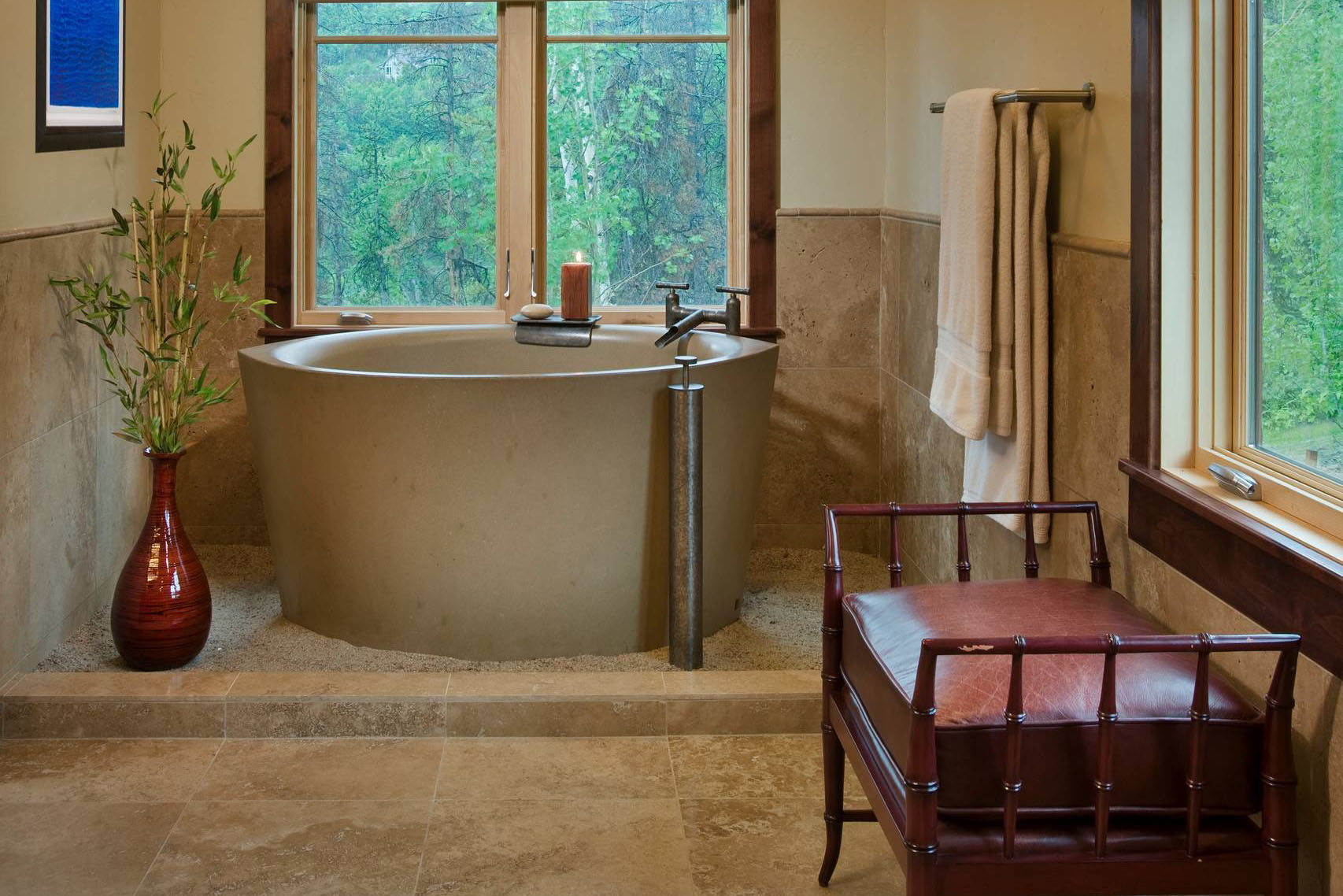 Ofuro Soaking Tub in Classic Concrete C607 Truffle