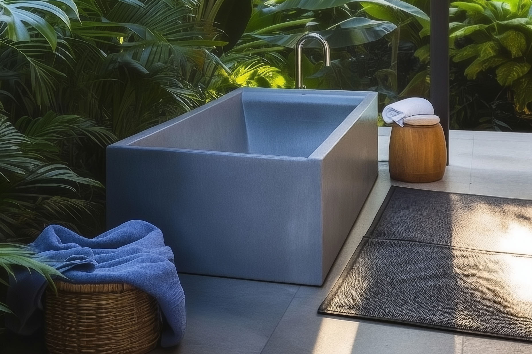 DoubleWave Urban Concrete Soaking Tub, C639 Slate