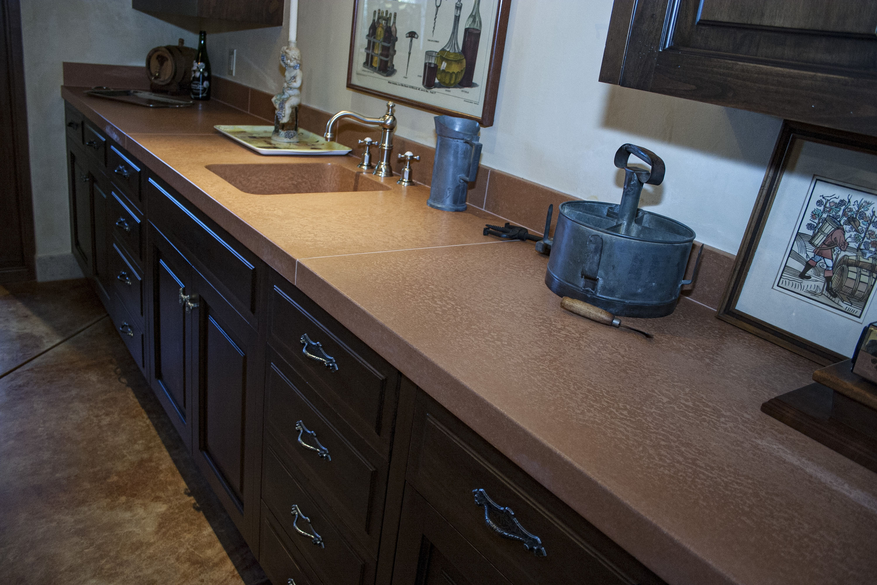 Custom Concrete Countertop w/Integrated PrepSink, N614 Sienna, Private Residence