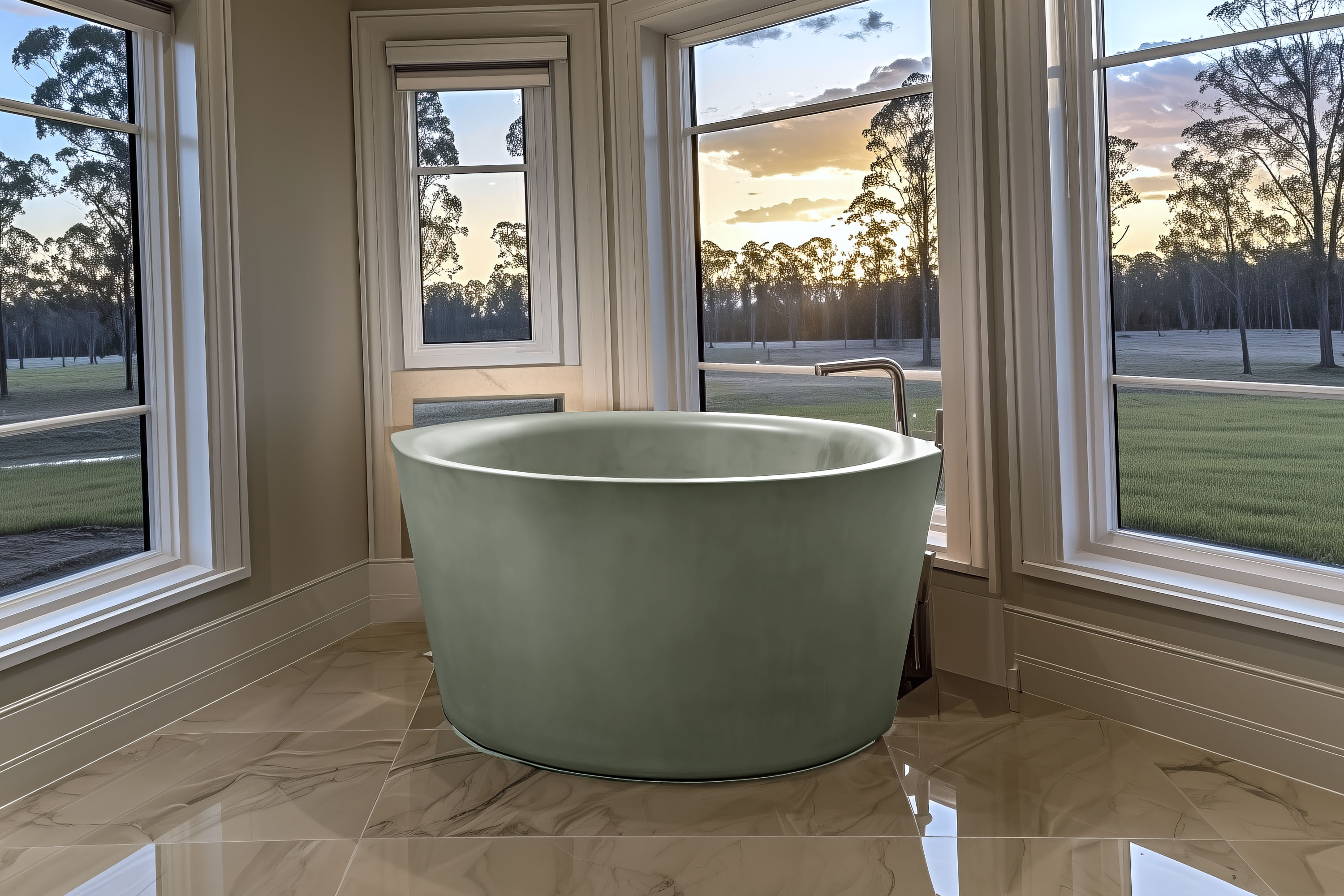 Ofuro Soaking Tub in Classic Concrete C623 Celadon