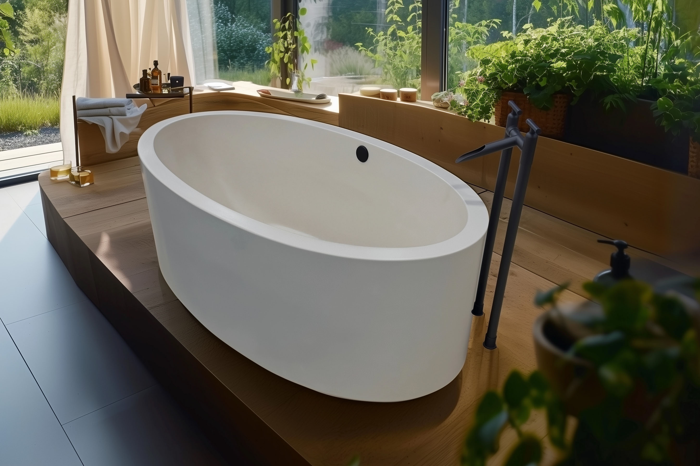 Tranquility Urban Concrete Soaking Tub, C604 Alabaster