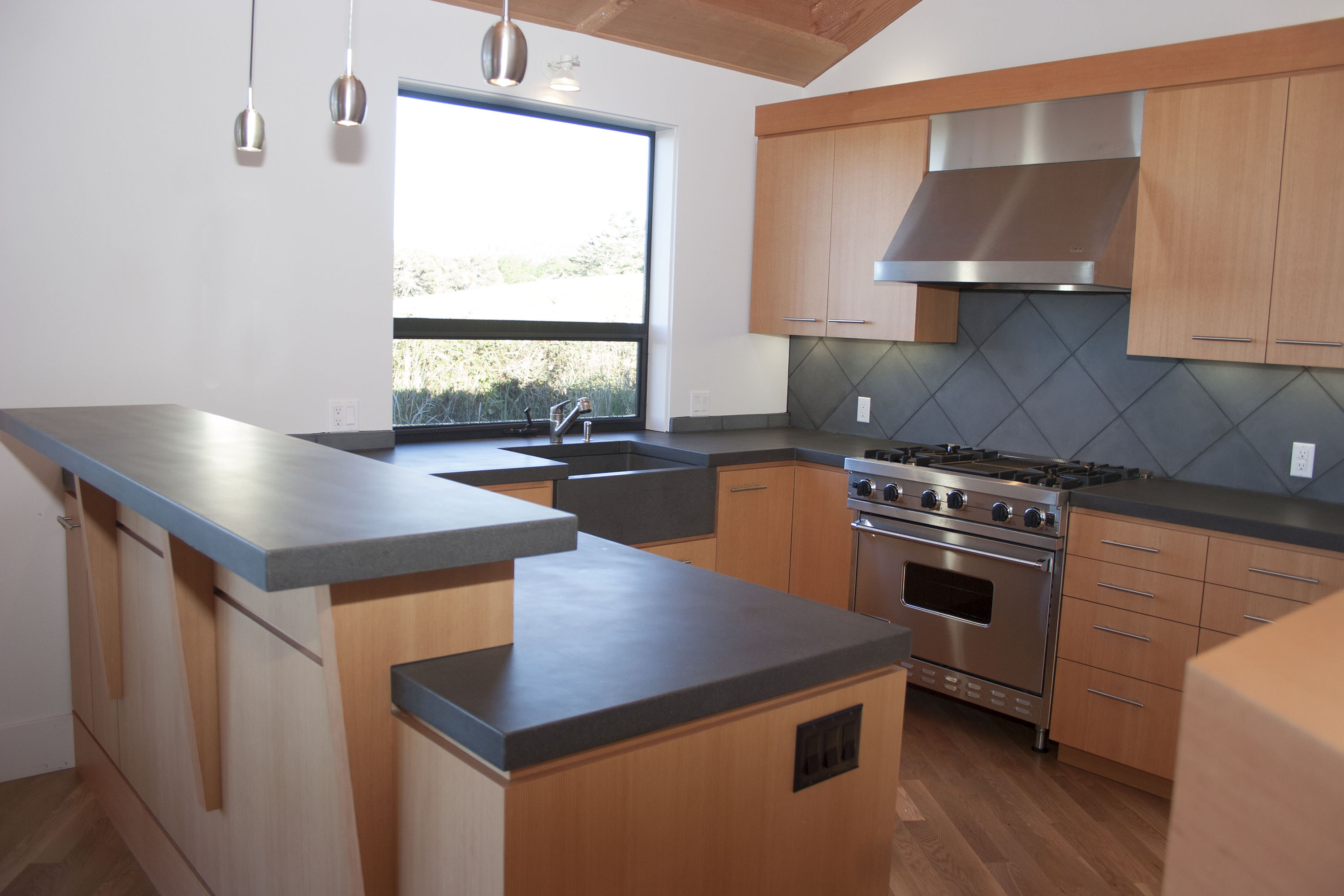 Concrete FarmSink, Matching Countertop, N632 Twilight
