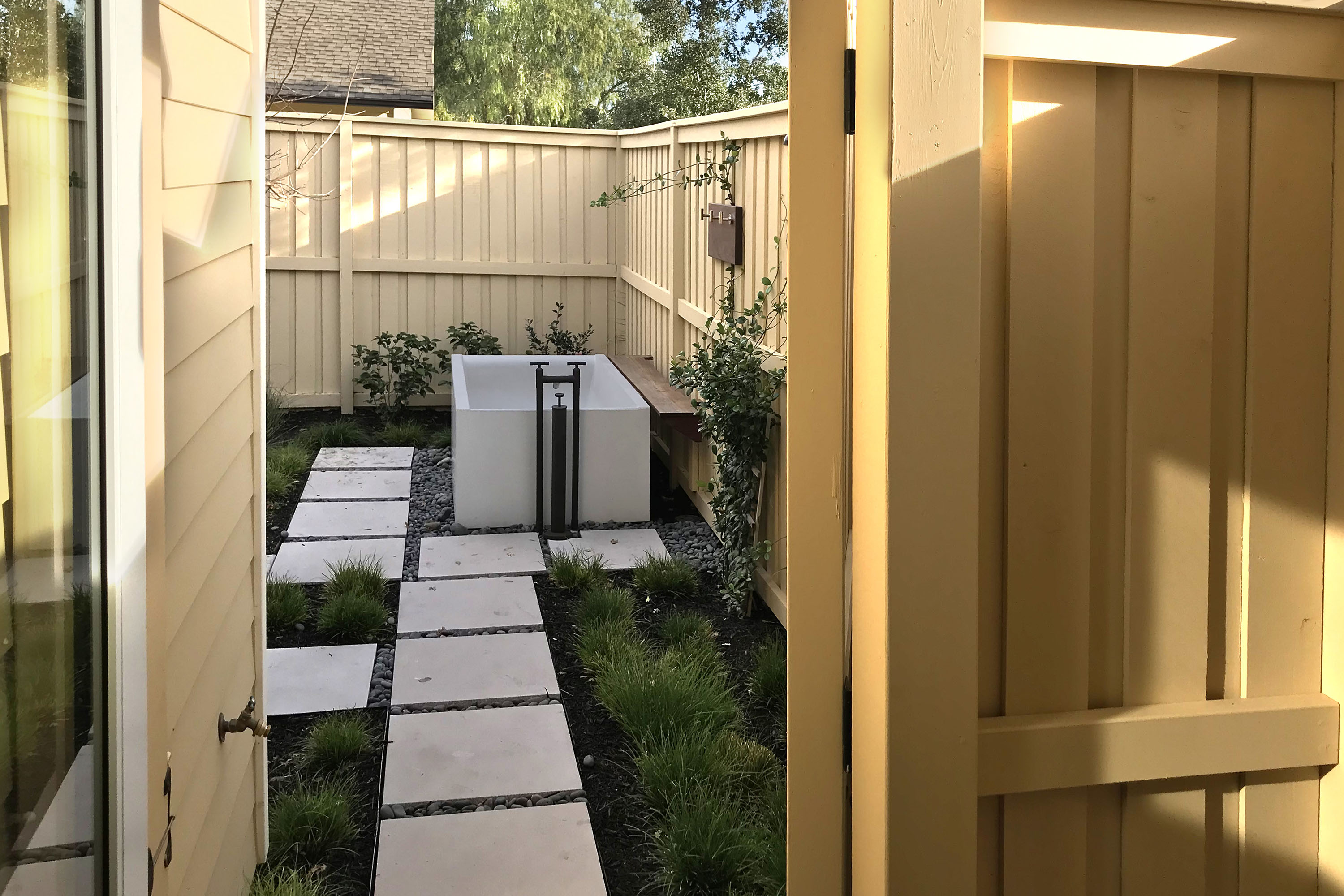 DoubleWave Urban Concrete Soaking Tub, C604 Alabaster, Solage Resort, Calistoga CA