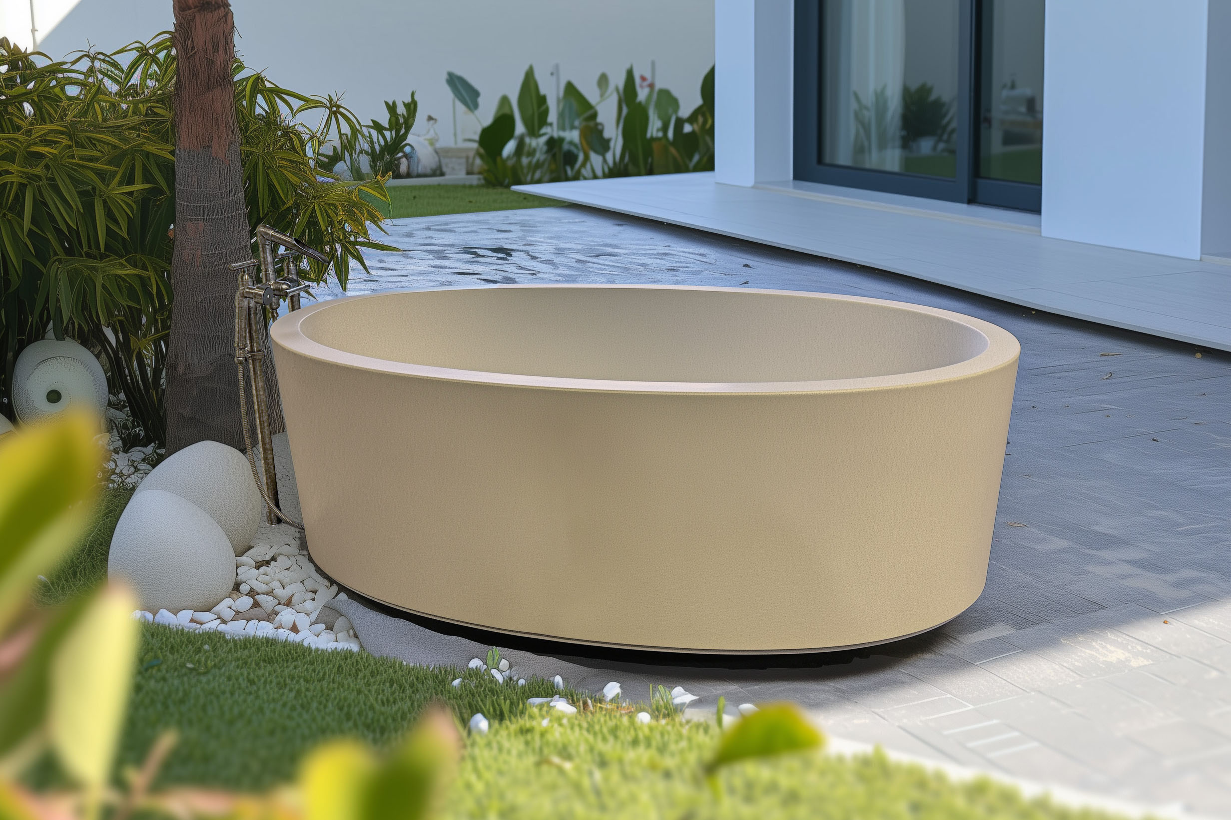 Tranquility Urban Concrete Soaking Tub, C625 Vista Cream