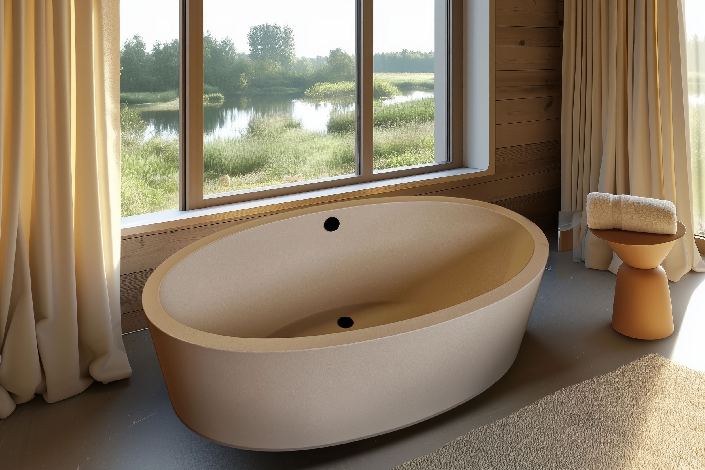 Tranquility Urban Concrete Soaking Tub, C611 Buckskin