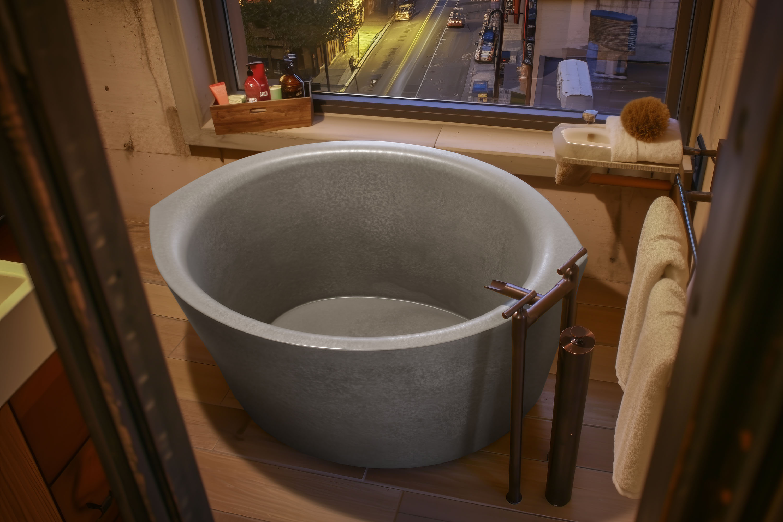 Ofuro Soaking Tub in Classic Concrete C634 Alloy