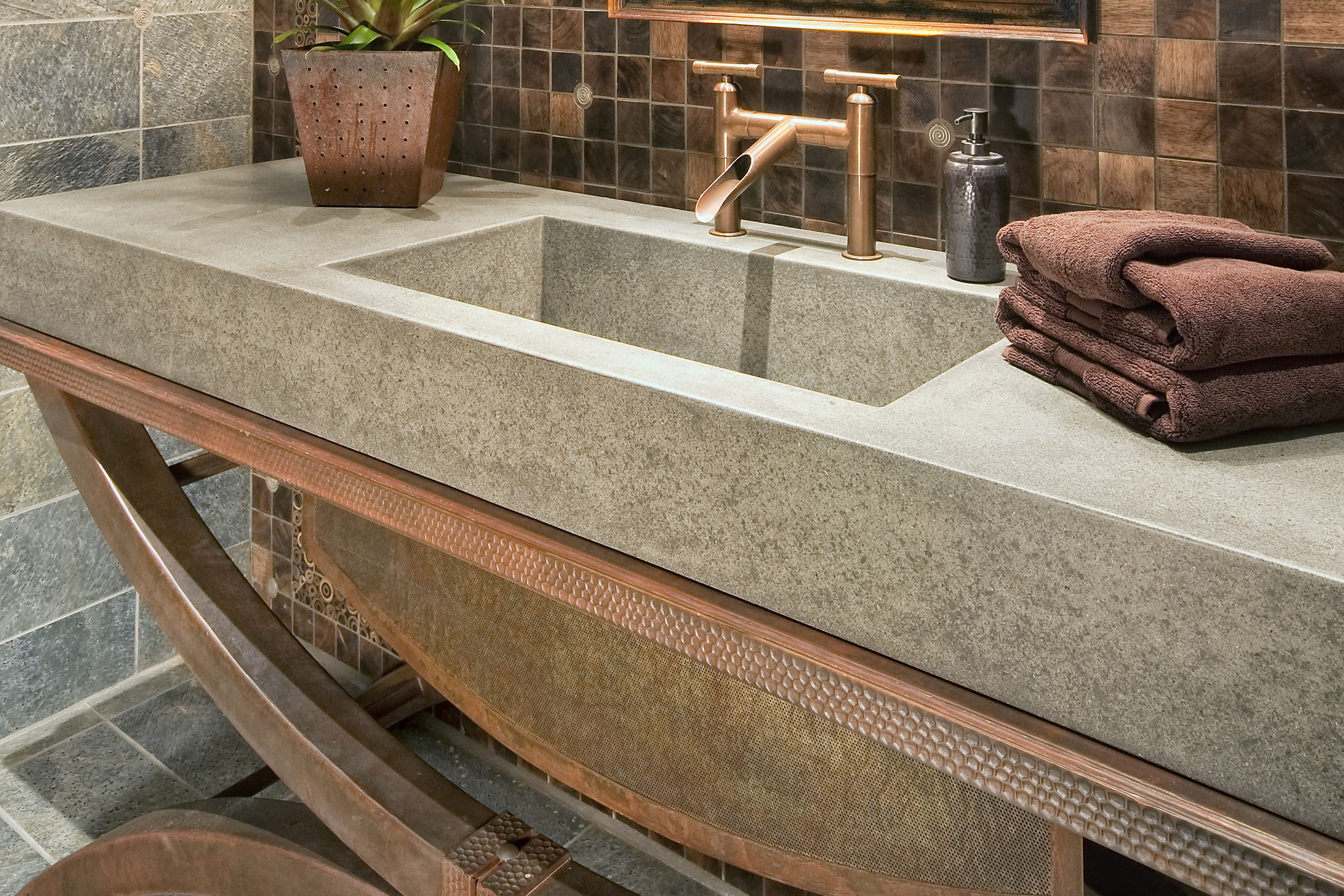 Rectangular Integrated Countertop Sink, N603 Ash