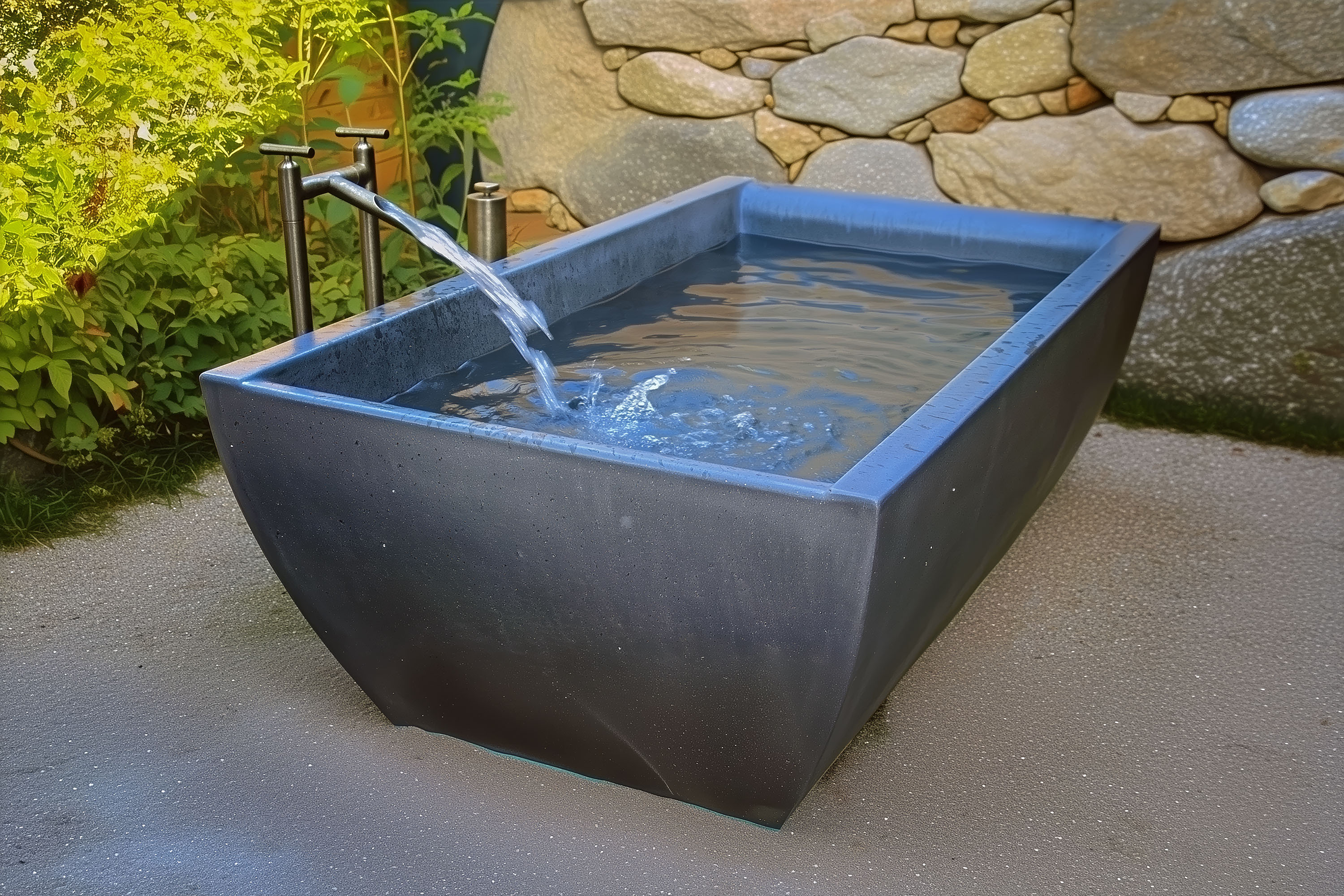 DoubleWave Classic Concrete Soaking Tub, C633 Graphite