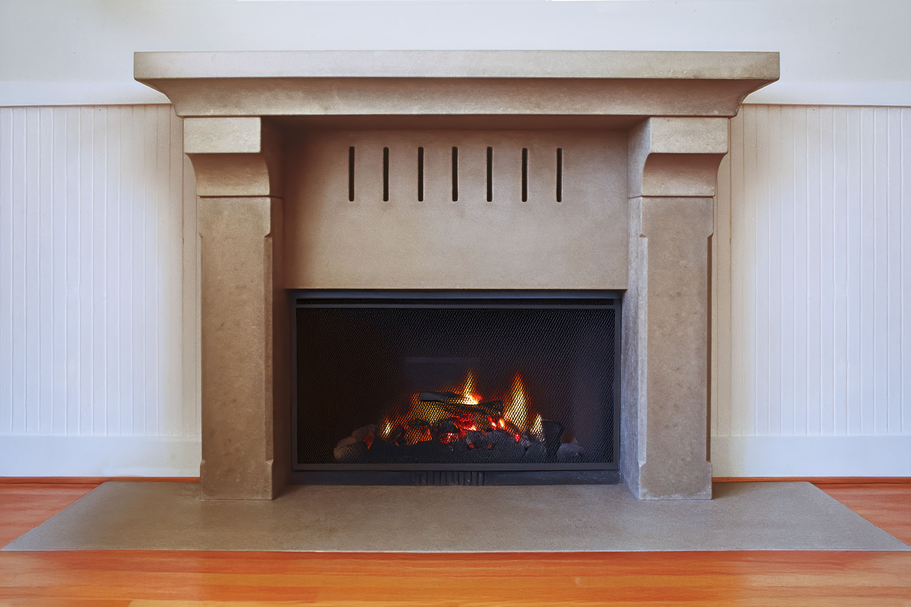 FPS10 | Contemporary Concrete Fireplace Surround | Integrated Heat Vents