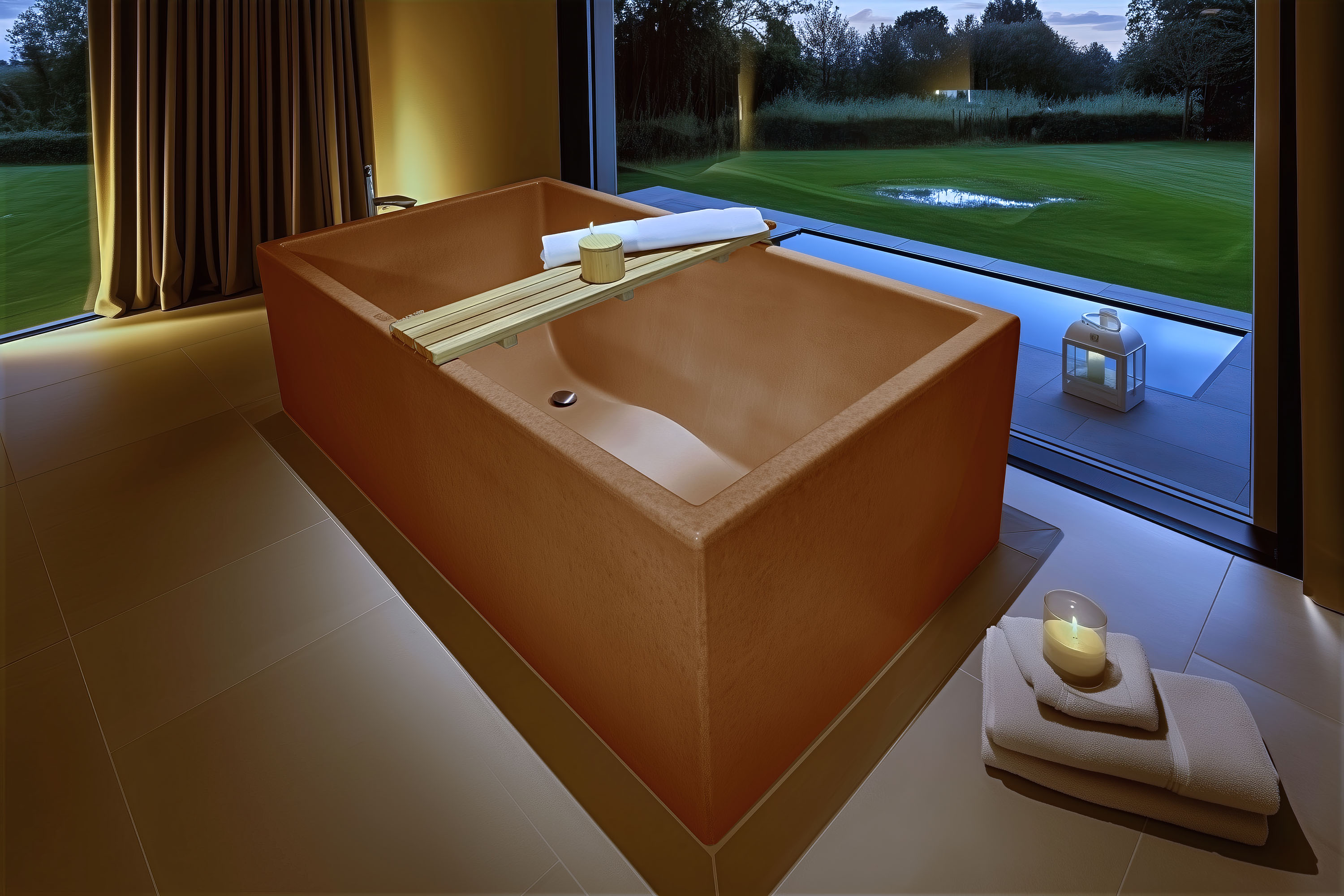 Indulge Classic Concrete Soaking Tub, C610 Earth