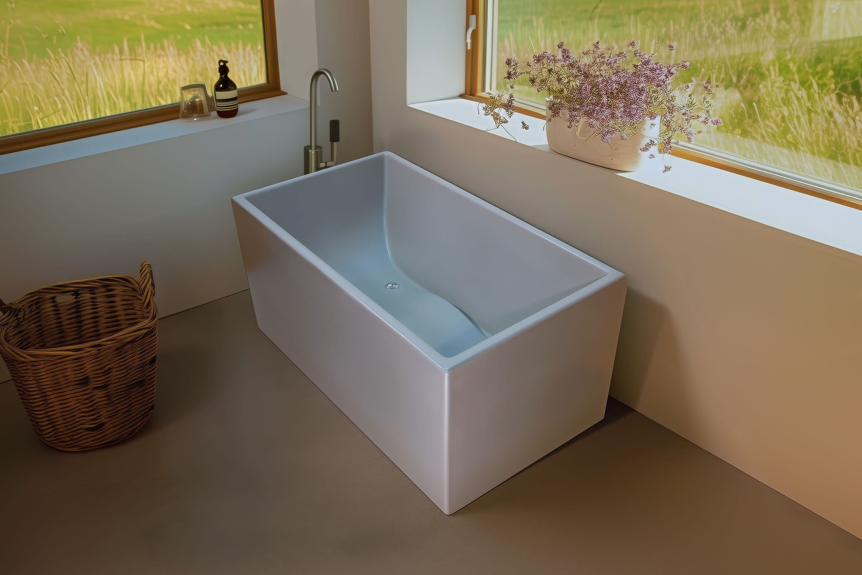 Indulge Classic Concrete Soaking Tub, C603 Ash