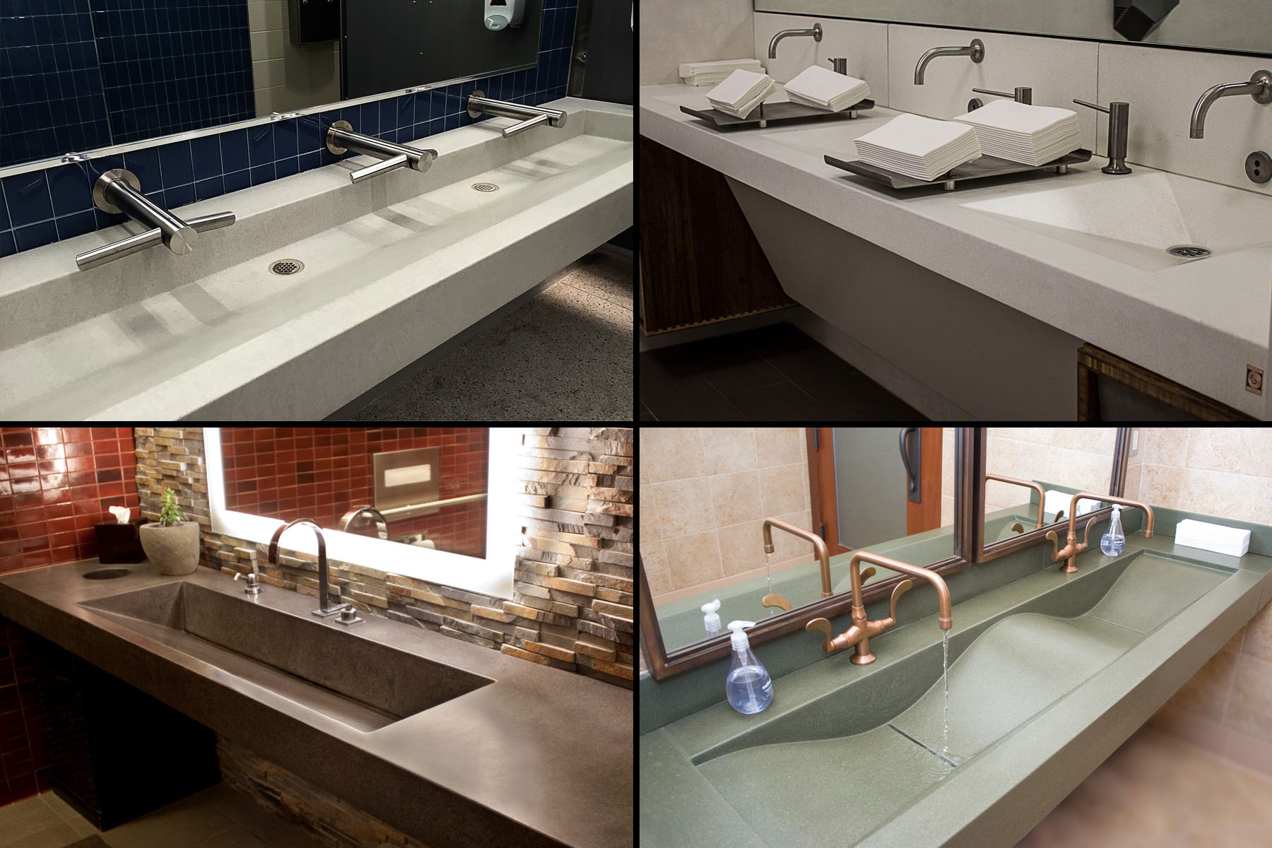 Be sure to check-out all of our restroom sink styles, standard in Stain-Free NuCrete Concrete