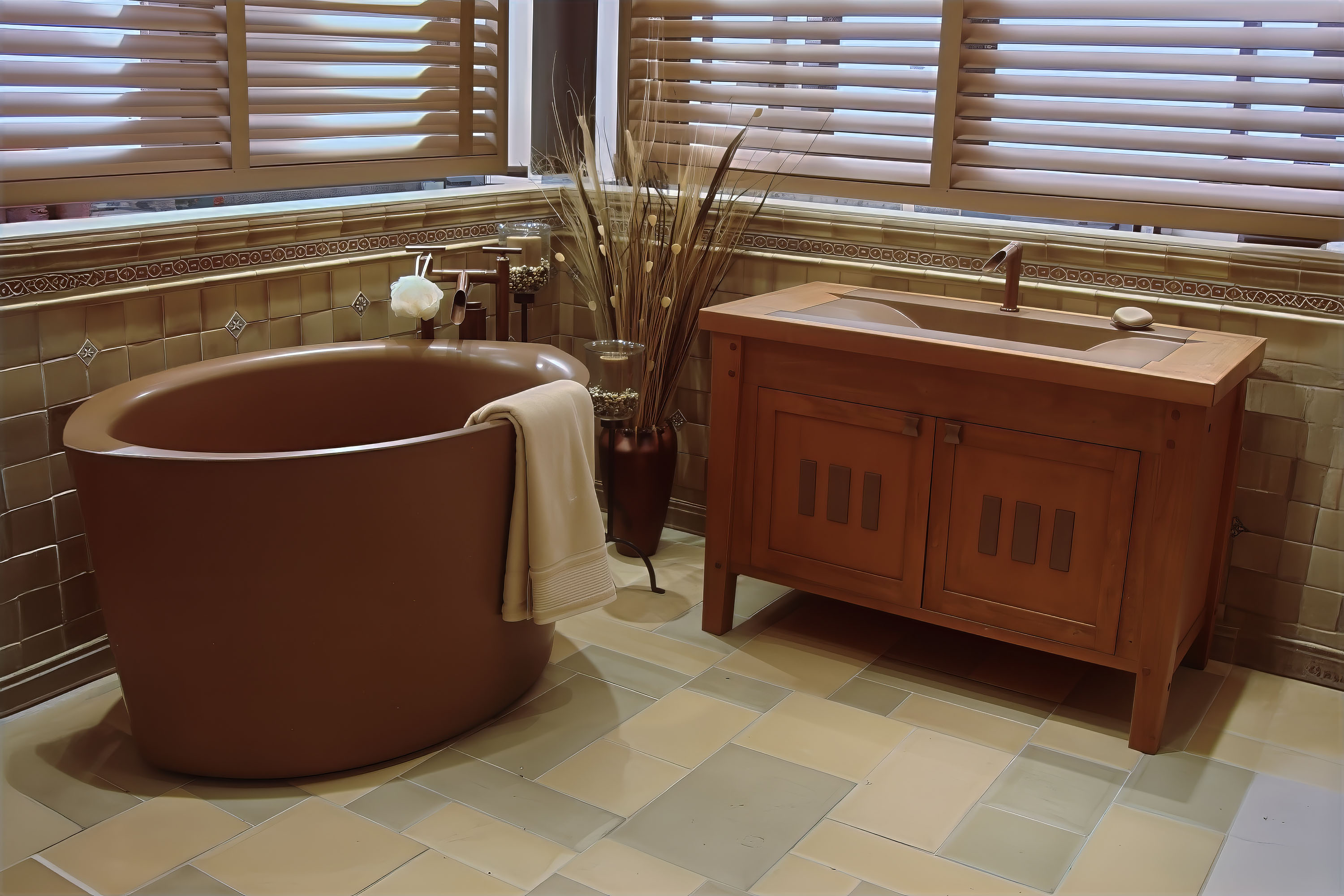 Ofuro Soaking Tub in Classic Concrete C610 Earth