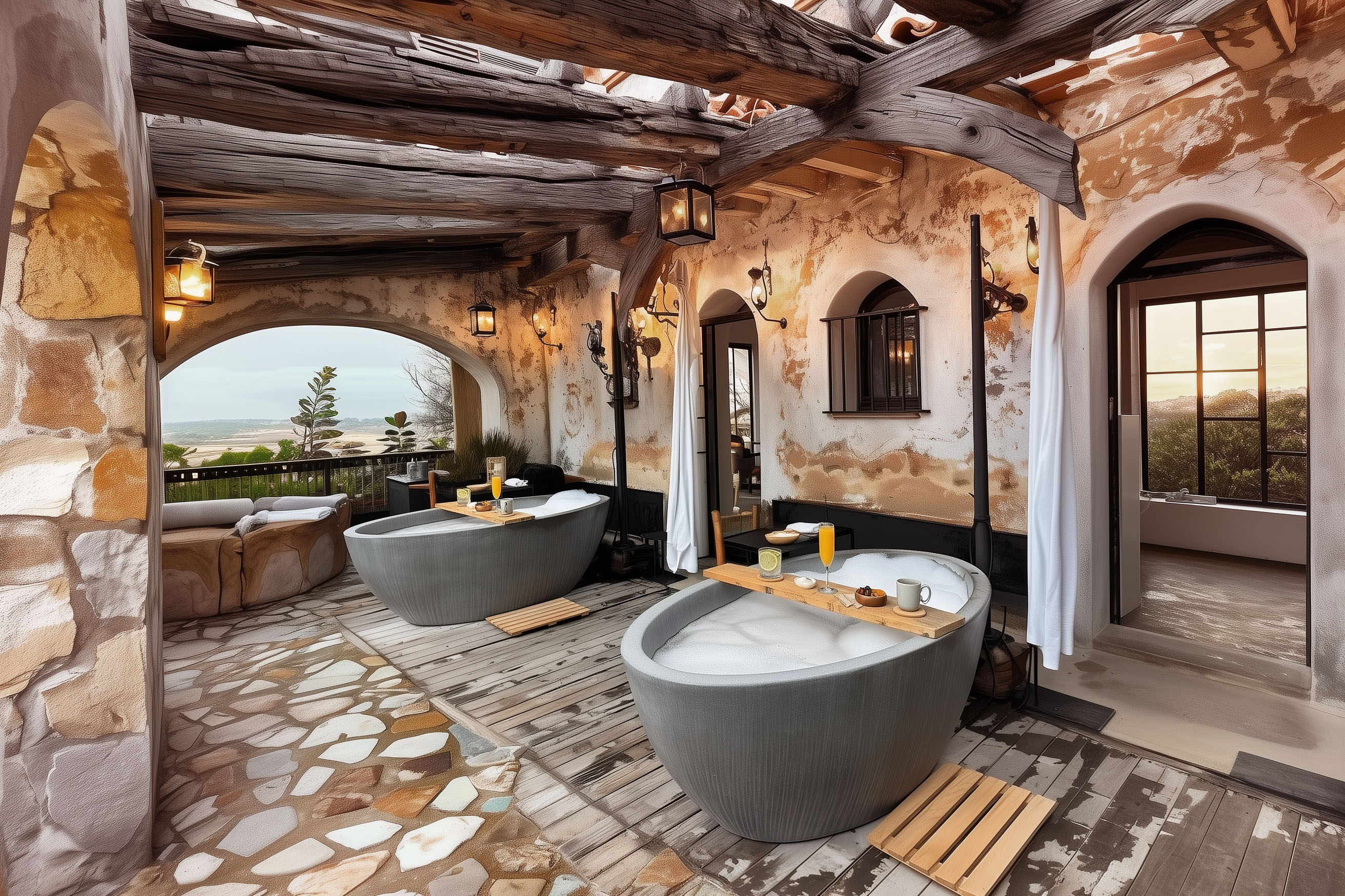 Matching Tranquility Classic Concrete Soaking Tubs, C639 Slate