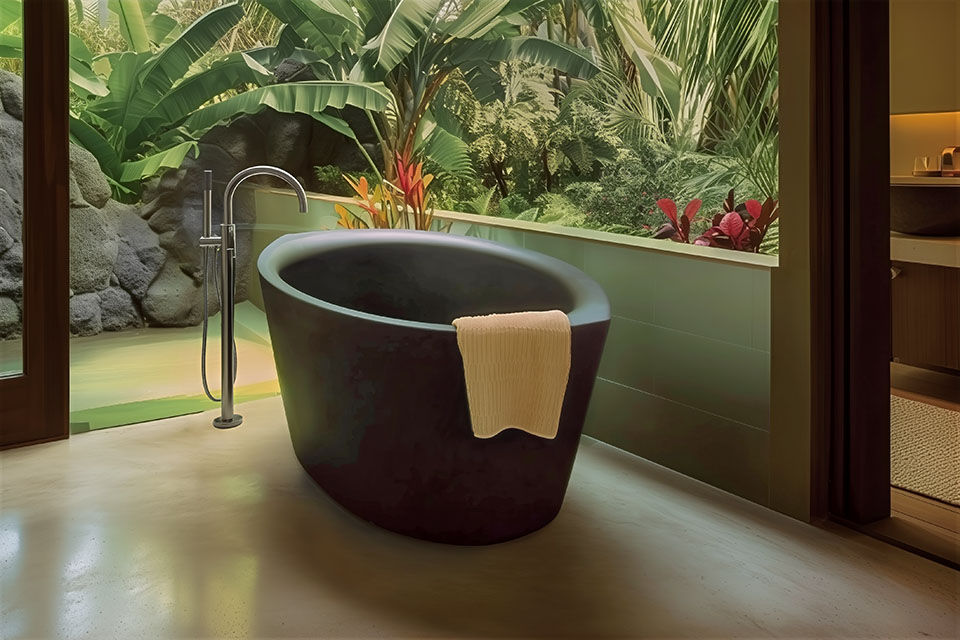 Ofuro Soaking Tub in Classic Concrete C620 Aloe